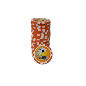 Pokerchips "YING YANG 10" - van ABS met metalen inzetstuk - rol van 25 chips - 11,5 g