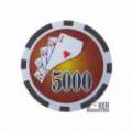 Pokerchips "YING YANG 10" - van ABS met metalen inzetstuk - rol van 25 chips - 11,5 g