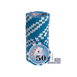 Pokerchips "YING YANG 1000" - van ABS met metalen insert - rol van 25 chips - 11,5 g