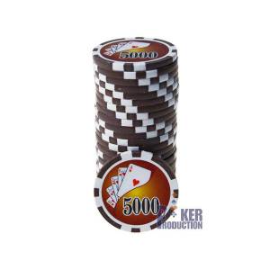 Pokerchips "YING YANG 1000" - van ABS met metalen insert - rol van 25 chips - 11,5 g