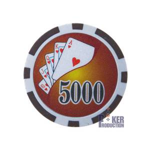 Poker chips "YING YANG 1000" - van ABS met metalen inzetstuk - rol van 25 chips - 11,5 g