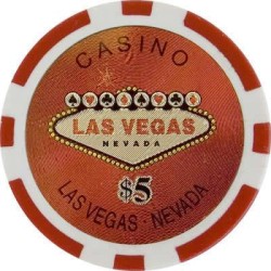 Jetons de poker LASER WELCOME LAS VEGAS - en ABS avec insert métallique – rouleau de 25 jetons  – 11