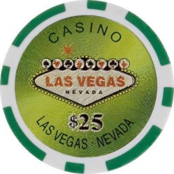 Fichas de póker "LASER WELCOME LAS VEGAS 1000" - en ABS con inserto metálico - rollo de 25 fichas - 11,5 g