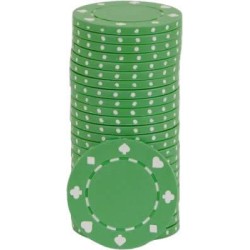 "Suited Green" poker chips - made of ABS with a metal insert - roll of 25 chips - 11.5 g