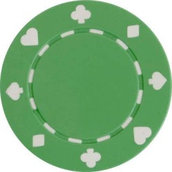 Gettoni da poker "SUITED VERDE" - in ABS con inserto metallico - rotolo da 25 gettoni - 11,5 g