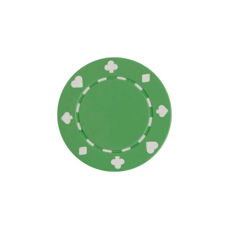 Poker chips "SUITED GREEN" - made of ABS with metal insert - roll of 25 chips - 11.5 g