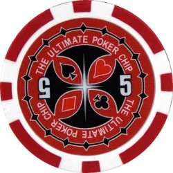 Pokermarker "ULTIMATE POKER CHIPS 5" - tillverkade i ABS med metallinlägg – rulle med 25 marker – vikt på 11,5 g.