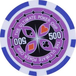 Fichas de póker "ULTIMATE POKER CHIPS 500" - de ABS con inserción metálica - rollo de 25 fichas - 11,5 g