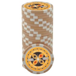 Fiches da poker "ULTIMATE POKER CHIPS 5000" - in ABS con inserto metallico - rotolo di 25 fiches - 11,5 g