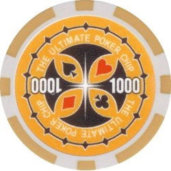 Fichas de póker "ULTIMATE POKER CHIPS 5000" - en ABS con inserto metálico - rollo de 25 fichas - 11,5 g