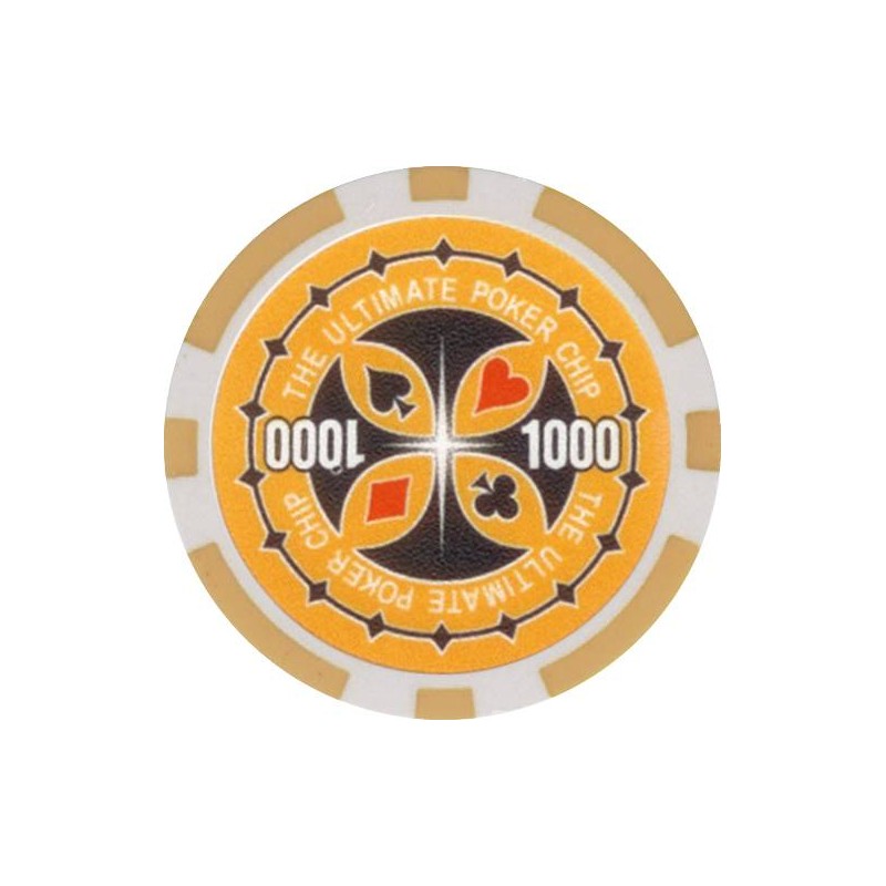 Fiches da poker "ULTIMATE POKER CHIPS 5000" - in ABS con inserto metallico - rotolo di 25 fiches - 11,5 g