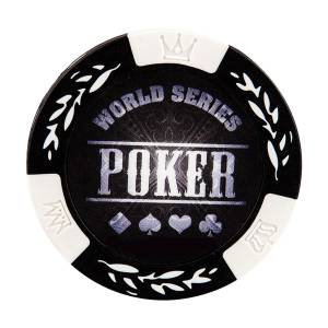 Pokerchips "WORLD SERIES RED" - van klei-composiet met metalen inzetstuk - 14g - rol van 25 chips