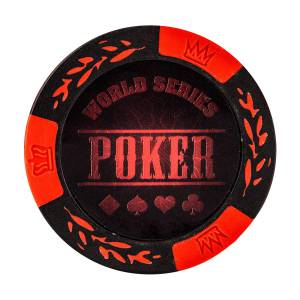 Pokerchips "WORLD SERIES ROT" - aus tonkomposit mit metallinsert - 14g - rollen mit 25 chips.