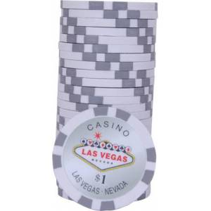 Jetons de poker WELCOME LAS VEGAS - en ABS avec insert métallique – rouleau de 25 jetons  – 11