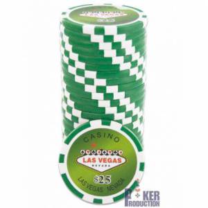 Pokerchips "WELCOME LAS VEGAS 10" - gemaakt van ABS met metalen insert - rol van 25 chips - 11,5 g