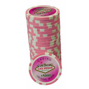 Fiches da poker "WELCOME LAS VEGAS 10" - in ABS con inserto metallico - rotolo di 25 fiches - 11,5 g