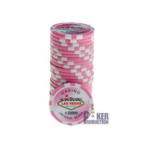 Fichas de póquer "WELCOME LAS VEGAS 10" - en ABS con inserto metálico - rollo de 25 fichas - 11,5 g
