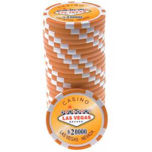 "WELCOME LAS VEGAS 10" poker chips - made of ABS with metal insert - roll of 25 chips - 11.5 g
