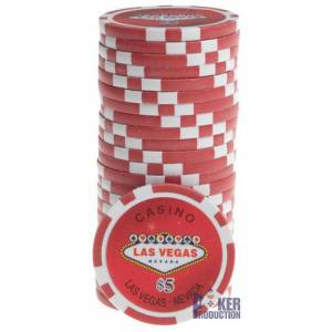 Poker chips "WELCOME LAS VEGAS 10" - made of ABS with metal insert - roll of 25 chips - 11.5 g.