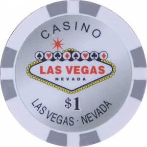 Fichas de póquer "WELCOME LAS VEGAS 10" - en ABS con inserto metálico - rollo de 25 fichas - 11,5 g