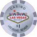 Fichas de póquer "WELCOME LAS VEGAS 10" - en ABS con inserto metálico - rollo de 25 fichas - 11,5 g