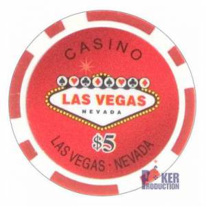 Jetons de poker WELCOME LAS VEGAS - en ABS avec insert métallique – rouleau de 25 jetons  – 11