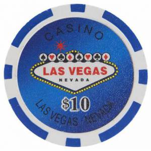 Jetons de poker WELCOME LAS VEGAS - en ABS avec insert métallique – rouleau de 25 jetons  – 11