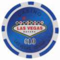 Jetons de poker WELCOME LAS VEGAS - en ABS avec insert métallique – rouleau de 25 jetons  – 11