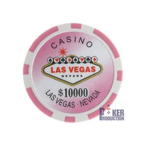 Fichas de póquer "WELCOME LAS VEGAS 10" - en ABS con inserto metálico - rollo de 25 fichas - 11,5 g
