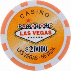 Fichas de póquer "WELCOME LAS VEGAS 10" - en ABS con inserto metálico - rollo de 25 fichas - 11,5 g
