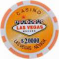 Pokerspelpjäs "WELCOME LAS VEGAS 10" - i ABS med metallinsats - rulle med 25 spelmarker - 11,5 g