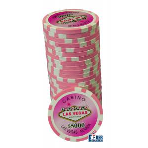 Fichas de póquer "WELCOME LAS VEGAS 10" - en ABS con inserto metálico - rollo de 25 fichas - 11,5 g