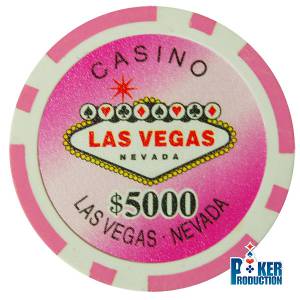 Fiches da poker "WELCOME LAS VEGAS 10" - in ABS con inserto metallico - rotolo di 25 fiches - 11,5 g