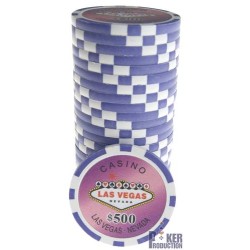 Gettoni da poker "WELCOME LAS VEGAS 10000" - in ABS con inserto metallico - rotolo da 25 gettoni - 11,5 g