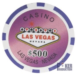 Fichas de póker "WELCOME LAS VEGAS 10000" - en ABS con inserto metálico - rollo de 25 fichas - 11,5 g