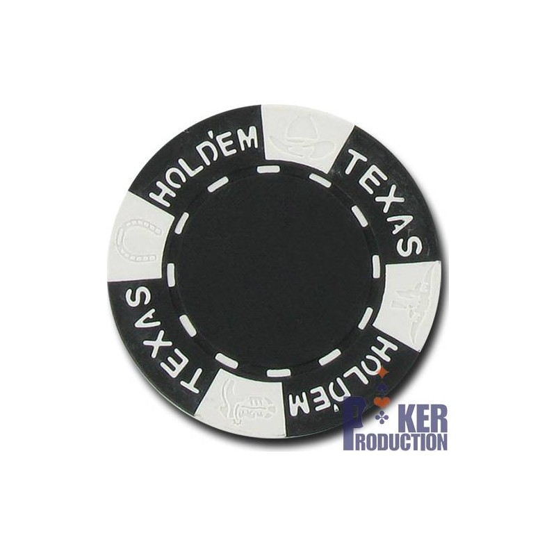 Pokerchips "TEXAS HOLDEM BLACK" - i lera- och kompositmaterial - rulle med 25 chips - 12g.