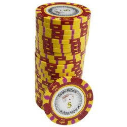 Pokerfiche "CROWN 5" - gemaakt van klei-composiet met metalen inzetstuk - 14g - te koop per stuk.