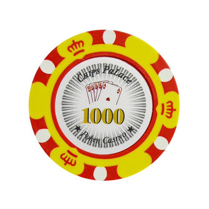 Poker chip "CROWN 1000" - made of clay composite with a metal insert - 14g - available for sale individually.