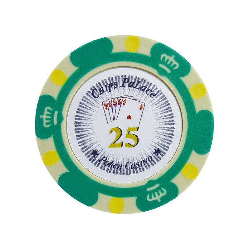 Poker chip "CROWN 25" - van klei composiet met metalen insert - 14g - te koop per stuk.