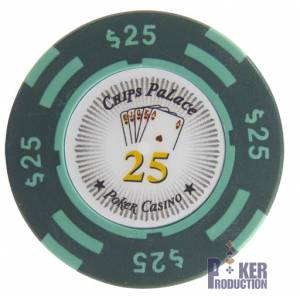 Ficha de pôquer "CHIPS PALACE 0.25" - em compósito de argila com inserção de metal - 14g - à venda individualmente