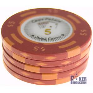 Ficha de poker "CHIPS PALACE 0.25" - em compósito de argila com inserção de metal - 14g - à venda individualmente.