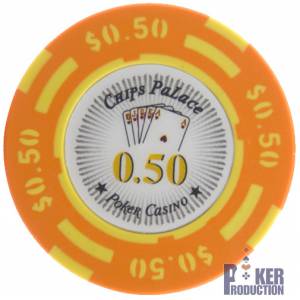 Ficha de pôquer "CHIPS PALACE 0.25" - em compósito de argila com inserção de metal - 14g - à venda individualmente