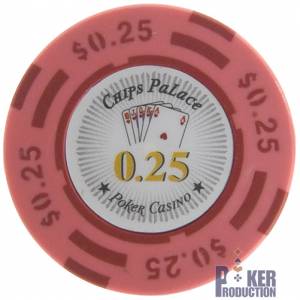 Ficha de poker "CHIPS PALACE 0.25" - em compósito de argila com inserção de metal - 14g - à venda individualmente.