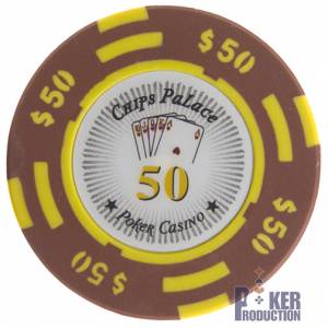 Poker chip "CHIPS PALACE 0.25" - in clay composite with metal insert - 14g - sold individually
