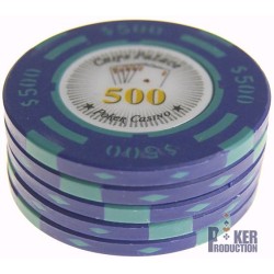Ficha de pôquer "CHIPS PALACE 500" - em compósito de argila com inserção de metal - 14g - à venda unitariamente.
