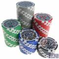 Pokerkoffer mit 500 Chips "GRIMAUD" - ABS-Chips mit Metalleinsatz - mit 2 Grimaud-Kartenspielen