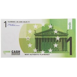 Fajo de "25 billetes falsos de 5€" - imitación de papel de banco - dos caras impresas.