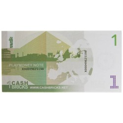 Bundle of "25 counterfeit €5 bills" - imitation bank paper - printed on both sides.