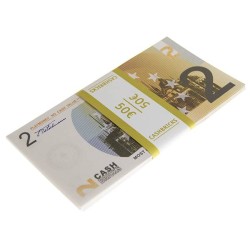 Fajo de "25 billetes falsos de 5€" - imitación de papel de banco - dos caras impresas.