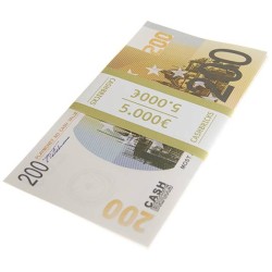 Liasse de "25 billets factices de 200€" – imitation papier de banque - deux faces imprimées